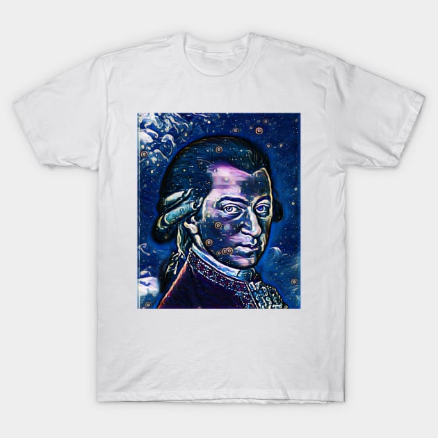 Wolfgang Amadeus Mozart Dark Night Portrait | Wolfgang Amadeus Mozart Artwork 3 T-Shirt by JustLit